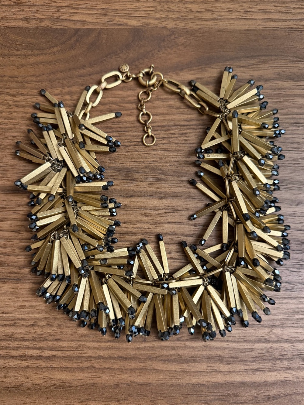 J. Crew Vintage Firestick Match Black Gold Necklace